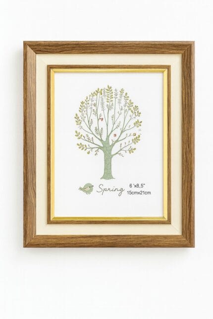 Cadre Photo Bois Foncé avec Liseré Doré – Format 15x21 cm (6"x8,5")