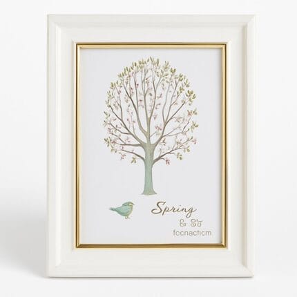 Cadre Photo Bois Blanc avec Liseré Doré – Format 15x21 cm (6"x8,5")