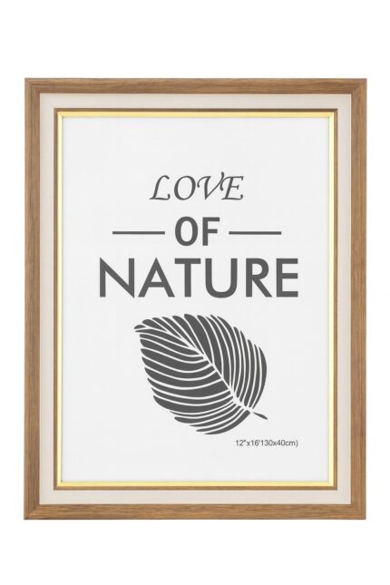 Cadre Photo Bois Naturel avec Liseré Doré – Format 30x40 cm (12"x16")