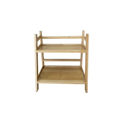 Petite Étagère de Rangement 2 Niveaux en Bambou Naturel